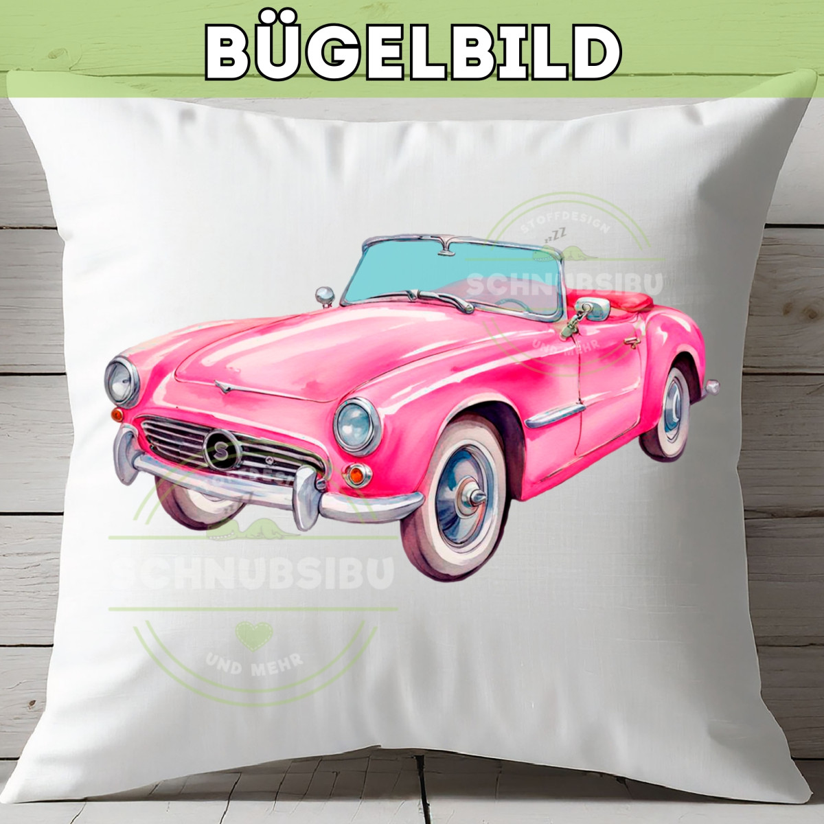 Bügelbild Cabrio rosa